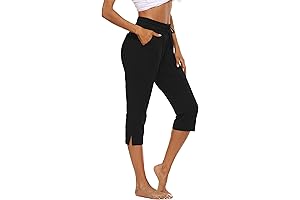 Thanth Womens Capri Yoga Pants Loose Drawstring Comfy Lounge Pajama Capris Workout...