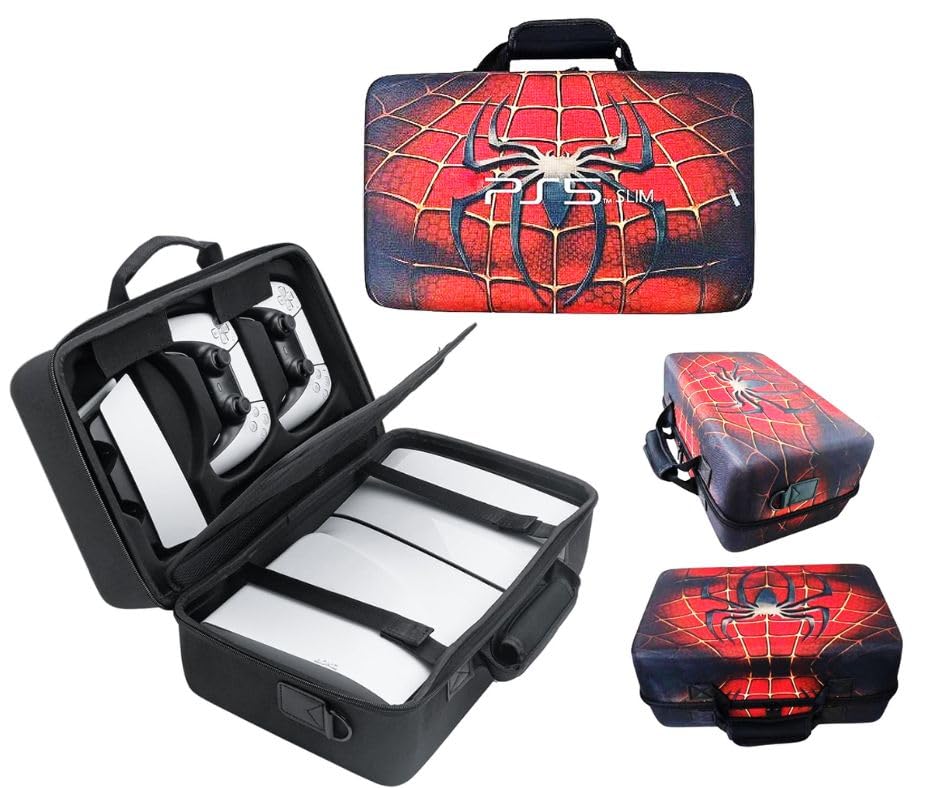 TMG Case Compatible for PS5 Slim, Console Carrying Travel Case Protective Storage Bag Fits for PS5 Slim Version ONLY (Ps5 Slim Bag) Spider-M-A-N (Red)