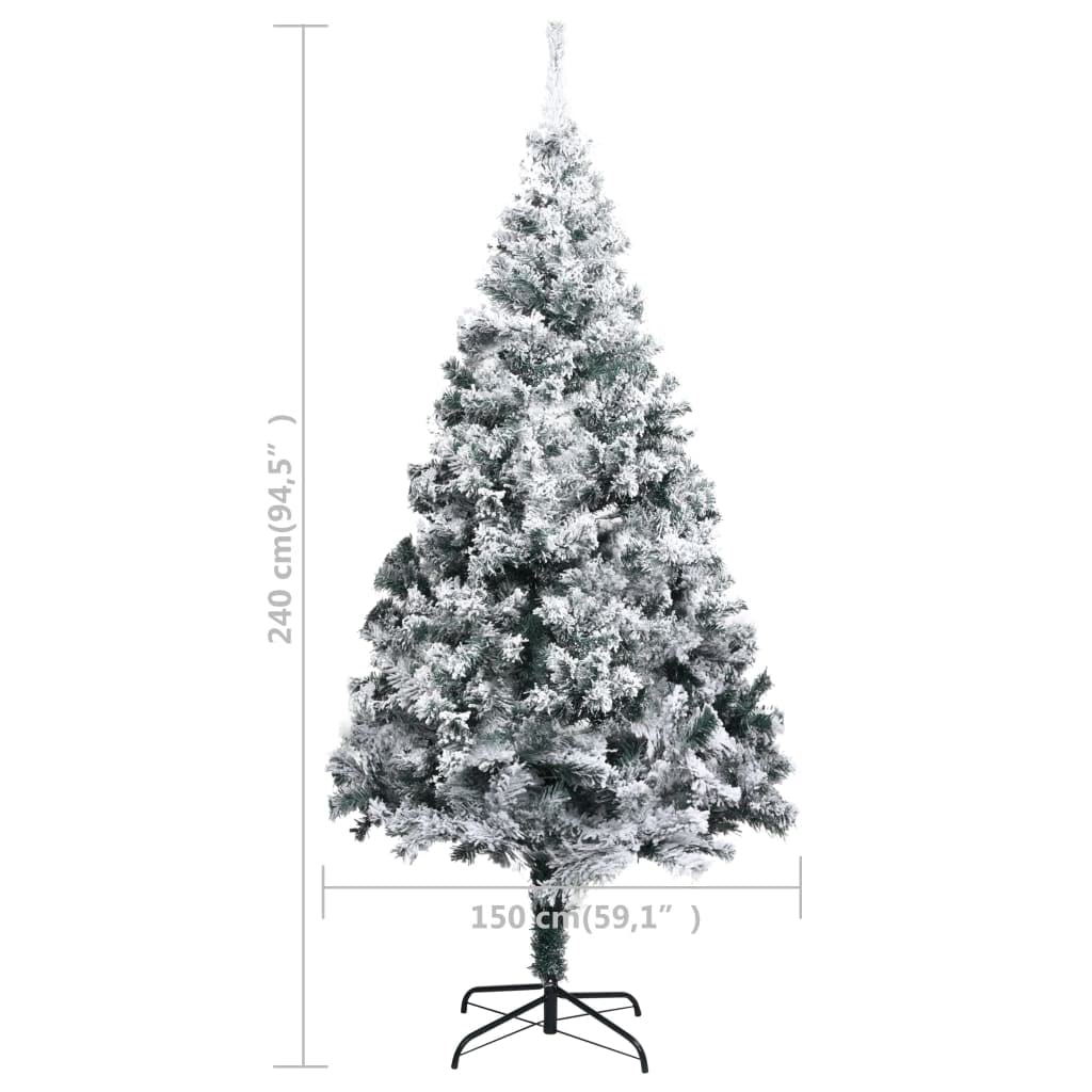 Künstlicher Weihnachtsbaum mit Schnee, Grün 240 cm PVC, 2100 Spitzen, extra Dicke Äste, Stabiler Metallständer für Innen- & Außenbereich