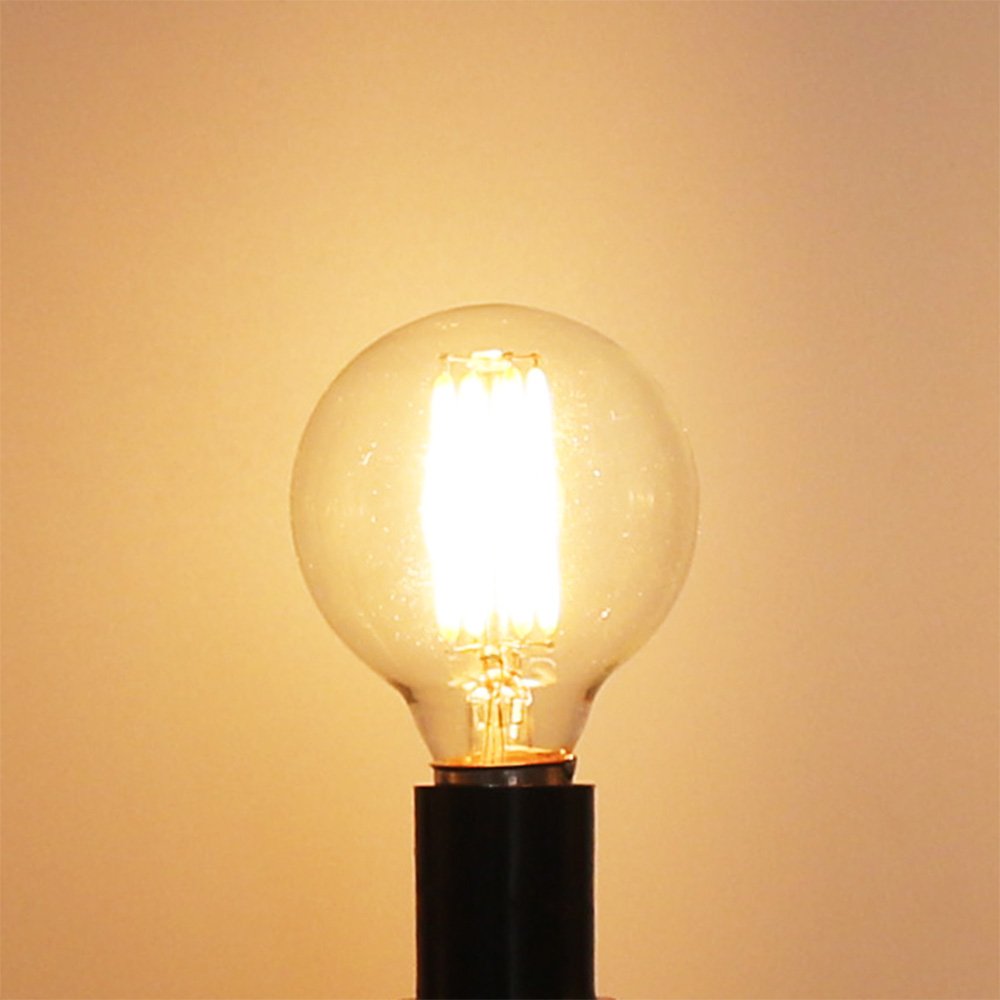 Bombillas led Paquete de 6 Bombillas filamento LED Vintage Edison G45 2W con Forma Globo, Base E14, Blanco cálido, 2700K, Regulable, Equivalente a 20W(E27 Base,4 Watt)