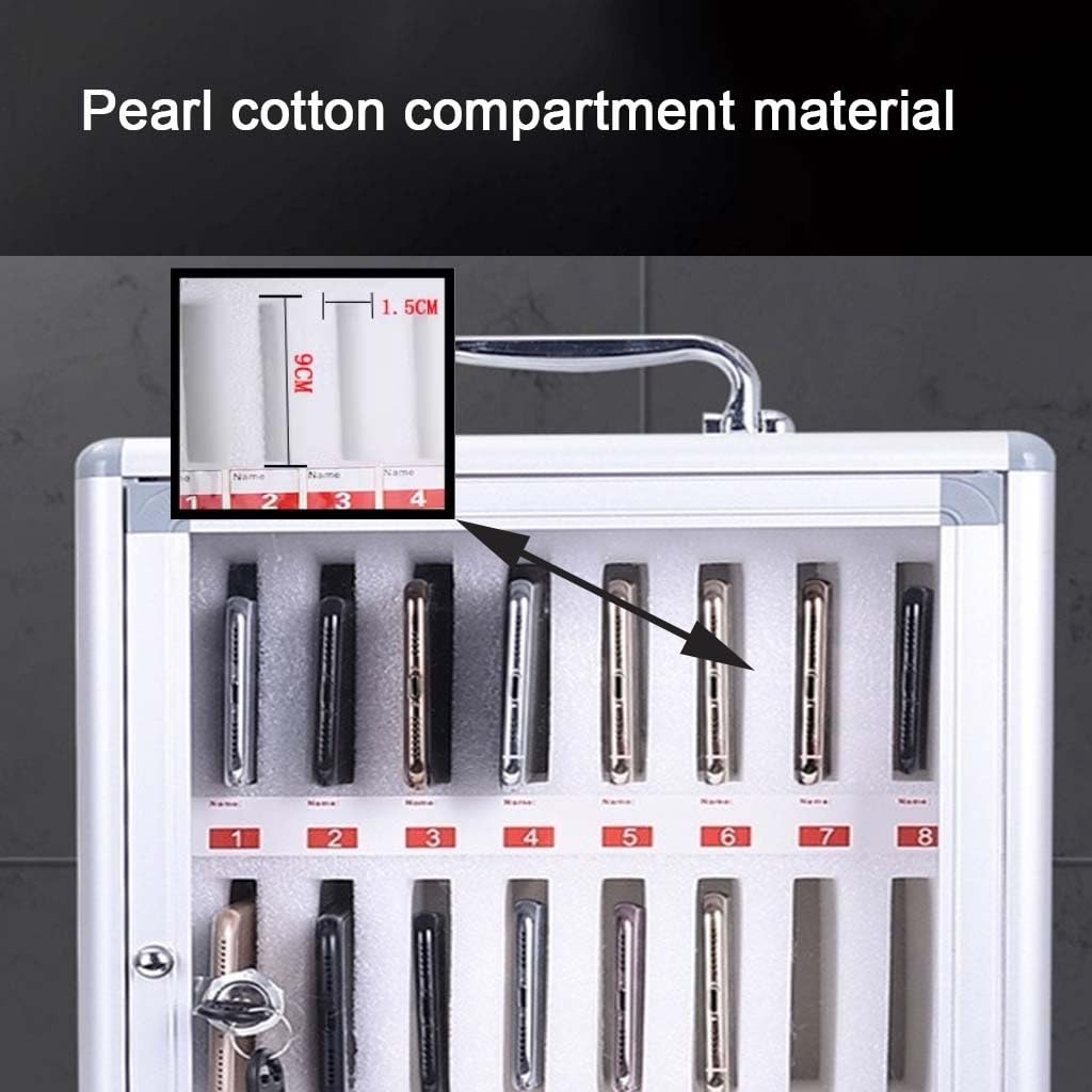 Armoire De Rangement pour Téléphone Portable Boîte De Rangement pour Téléphone Portable en Alliage D'aluminium De 12 À 60 Emplacements Organiseur Mural Verrouillable pour Salle(Silver-A,36)