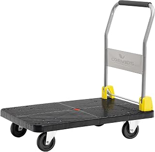 Corvids 400kg Foldable Hand Platform Trolley | 2-Year Warranty | Portable Plastic Hand Truck for Goods Carrying with 360° Rotating Wheels | Warehouse, Home & Office Use
