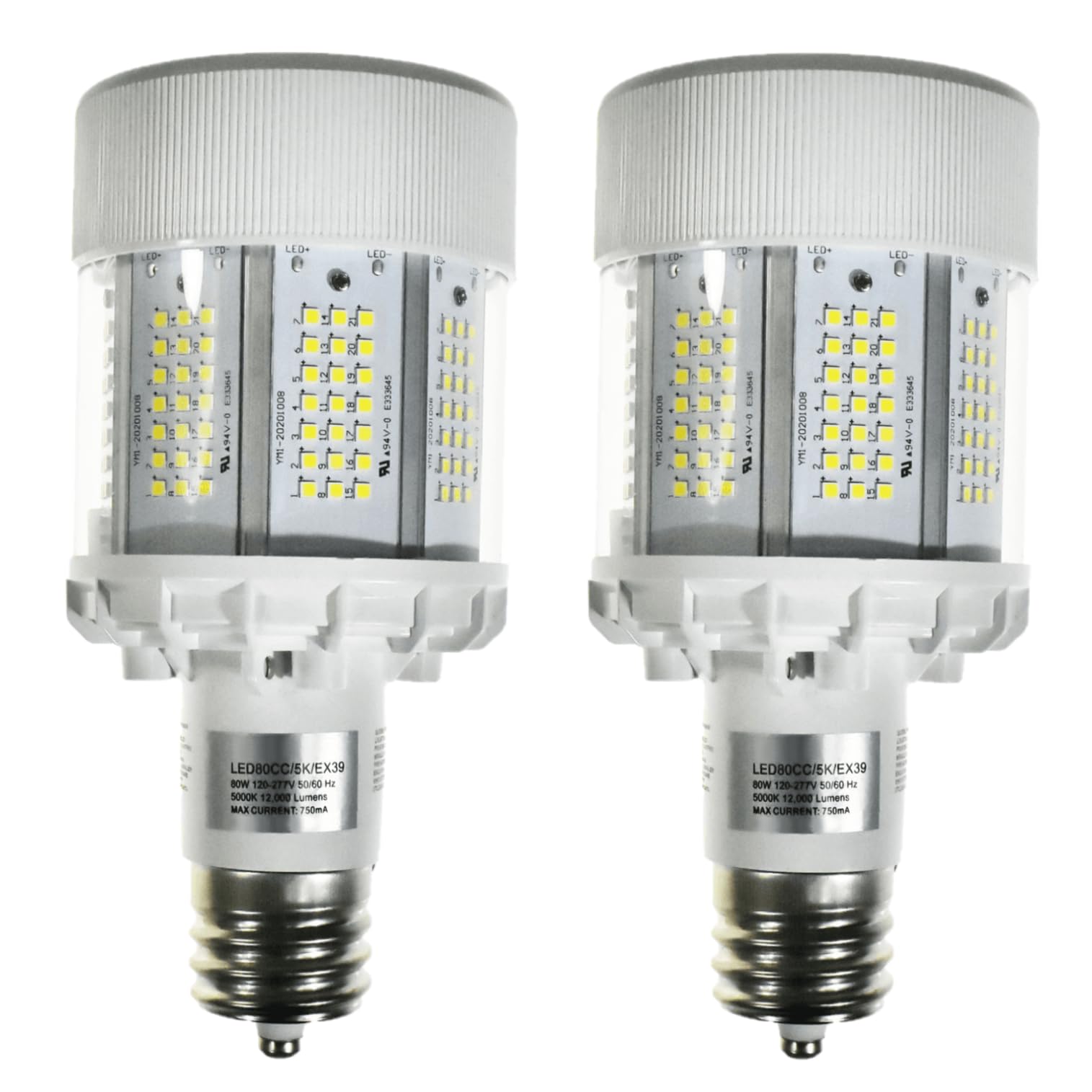 Diodesy- LED Corn Cob Bright Light Bulb Type B Ballast Bypass 80W 12 000 Lumen 5000K Bright White
