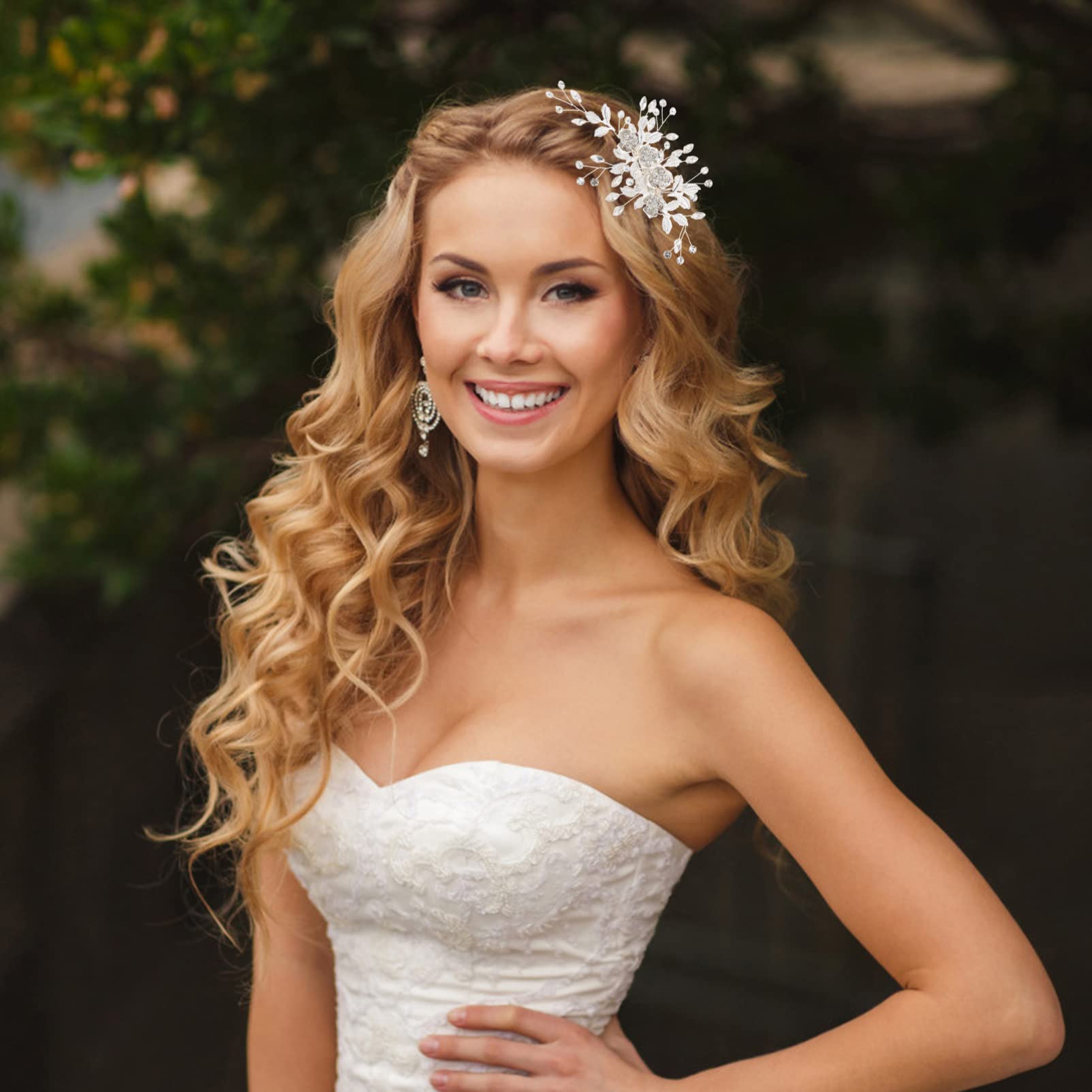MAGICLULU 3piezas Clip De Pelo Floral Para Novias Horquilla Elegante Para De De Boda Accesorio De Moda Para Celebraciones Especiales