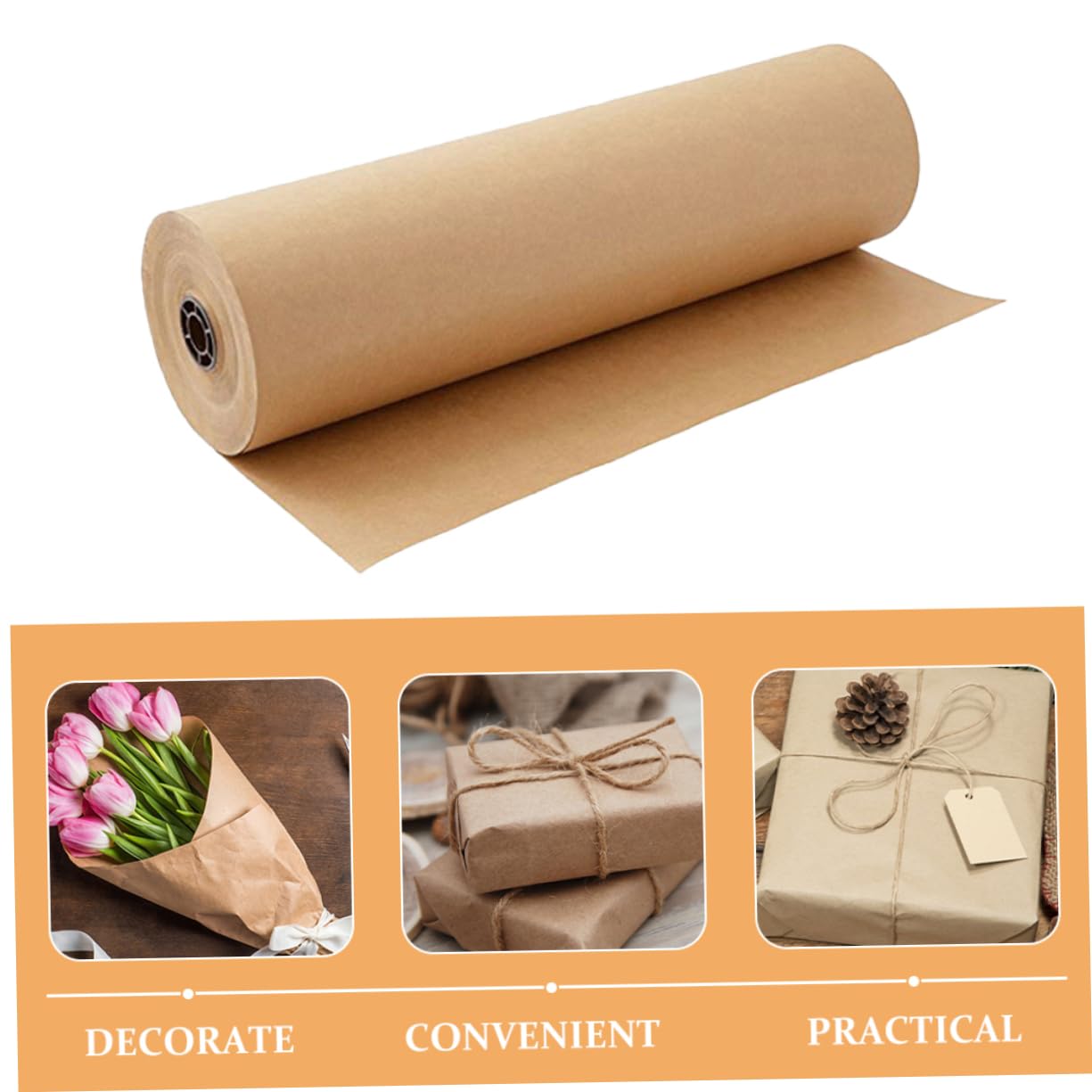 IWOWHERO Rollo de Embalaje 2 Rollos de Papel de Envolver Marrón para Proyectos de Manualidades Y Arte Fáciles de Hacer