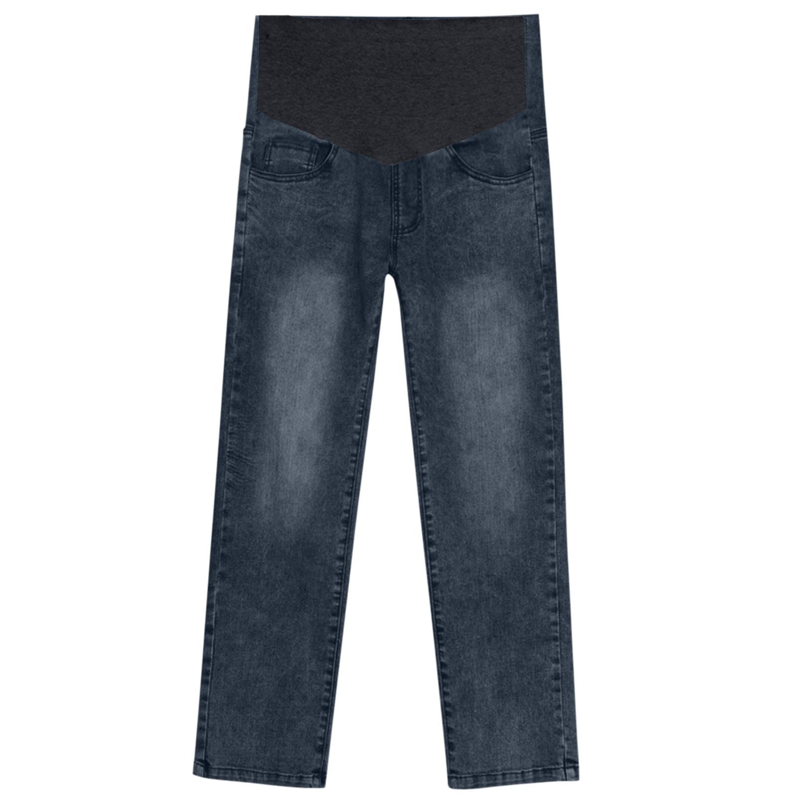 Umstandsjeans Damen Gerader Umstandshose Denim Schwangerschaftsjeans über dem Bauch, Skinny Hose mit Taschen Freizeithose Lange Elastisch Jeans für Schwangerschaft Bequem Jeans