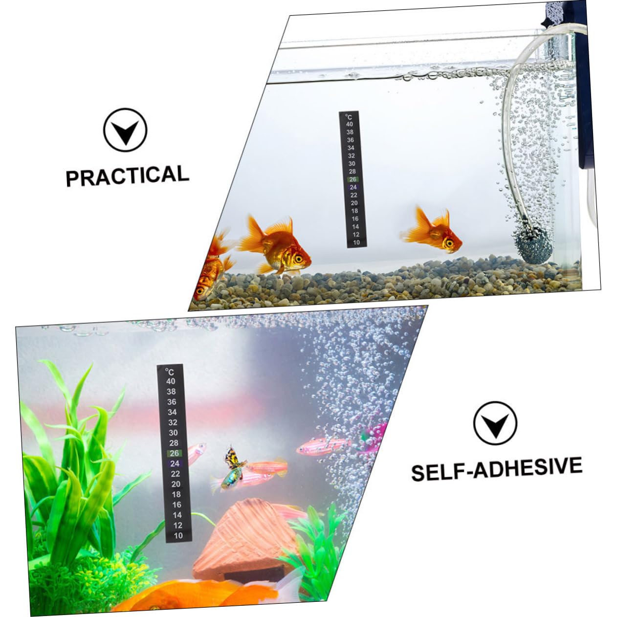 12piezas Pegatinas Digitales Para Termómetro De Pecera Tiras Adhesivas Para Acuario Medición Precisa