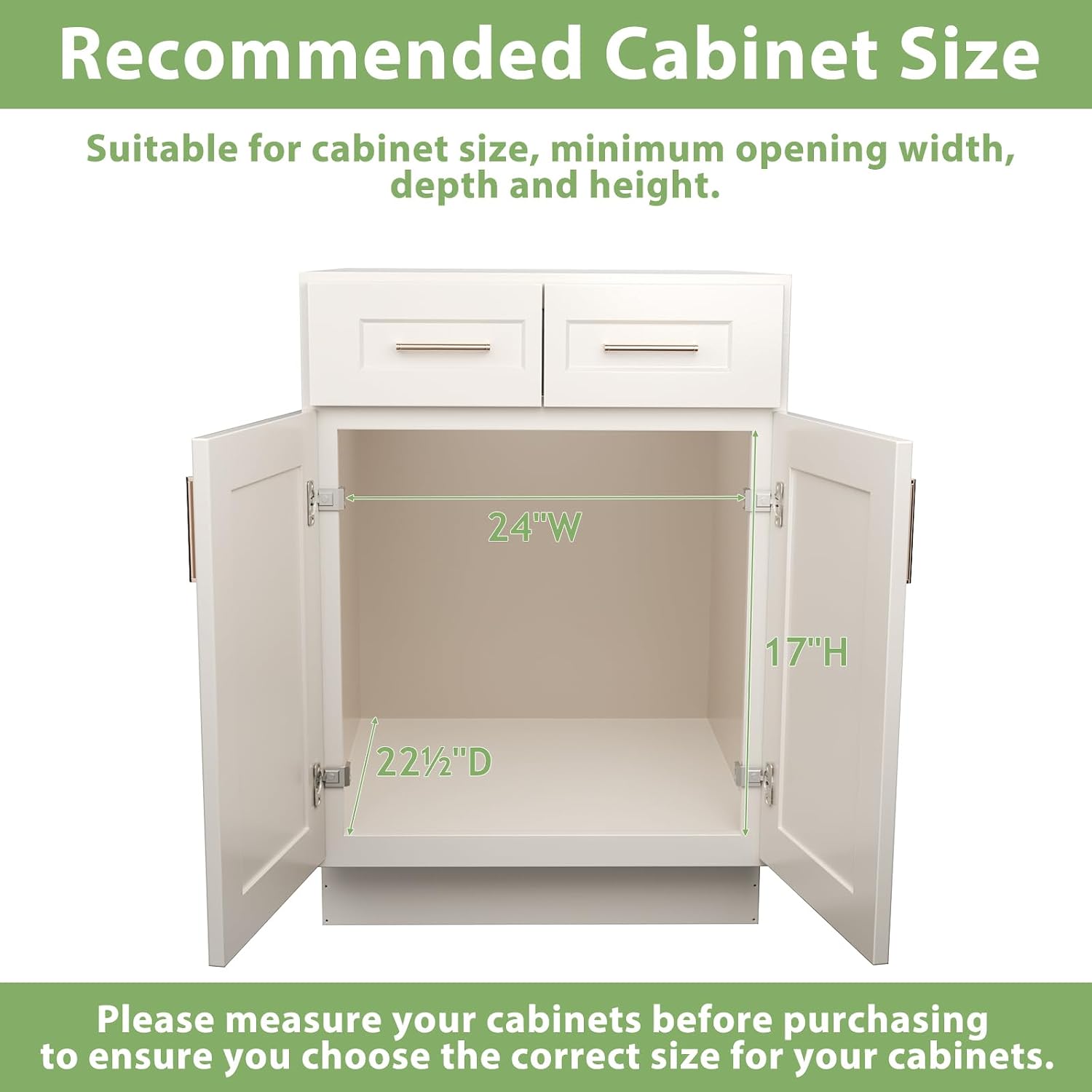 ROOMTEC Pull Out Cabinet Organizer With Wooden Handle 22½" W x 21½" D 2-Tier Cabinet Drawer Pull Out Shelves Under Cabinet Storage for Kitchen