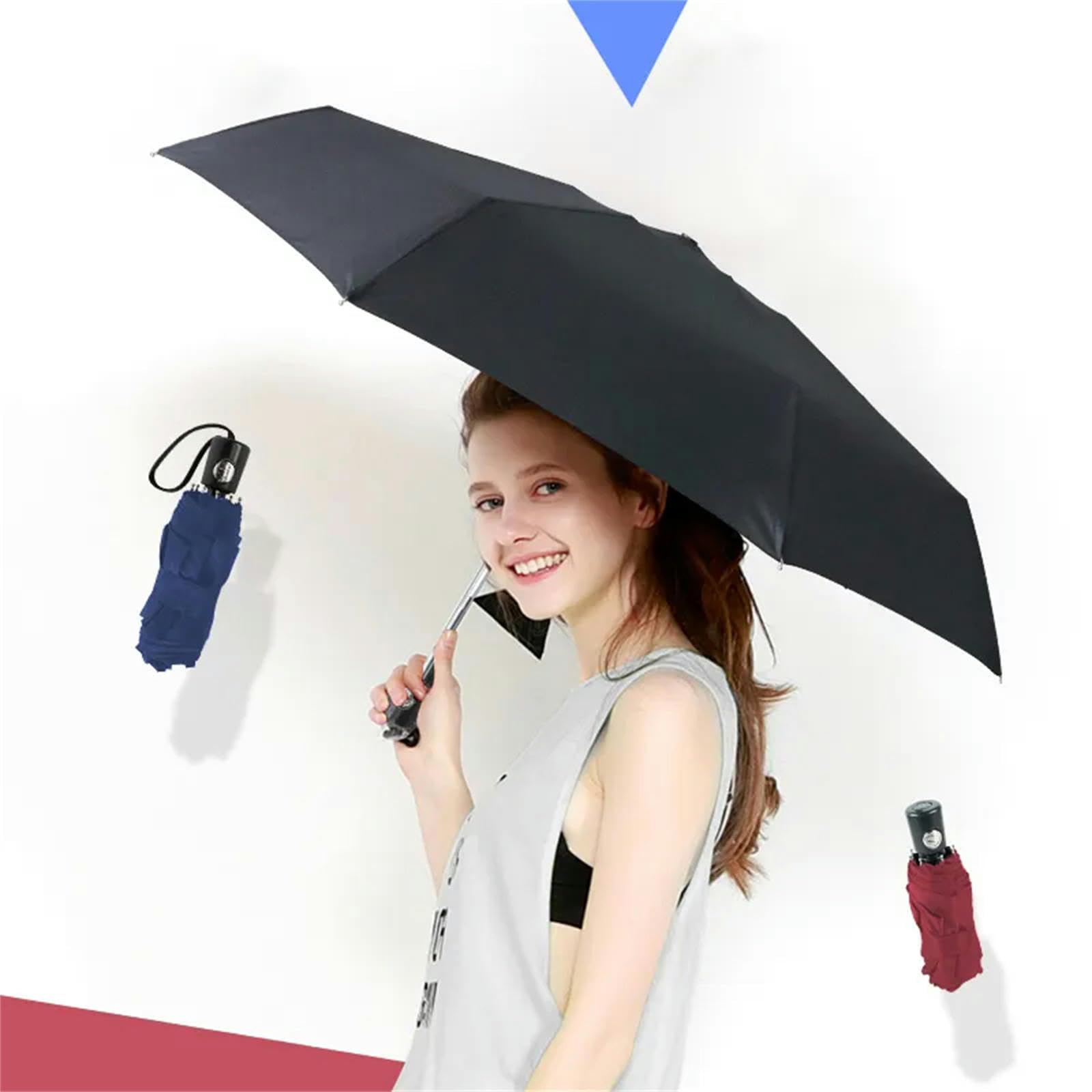 MdybF Ombrello Mini Ombrello Tascabile Automatico Piccolo Viaggio Ombrello Parasol Outdoor Portatile-Nero