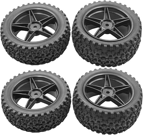 Miniatura 3 de ShareGoo - Paquete de 4 llantas hexagonales de 0.472 in, 5 radios, neumáticos de goma de alto agarre, neumáticos delanteros y traseros con esponja