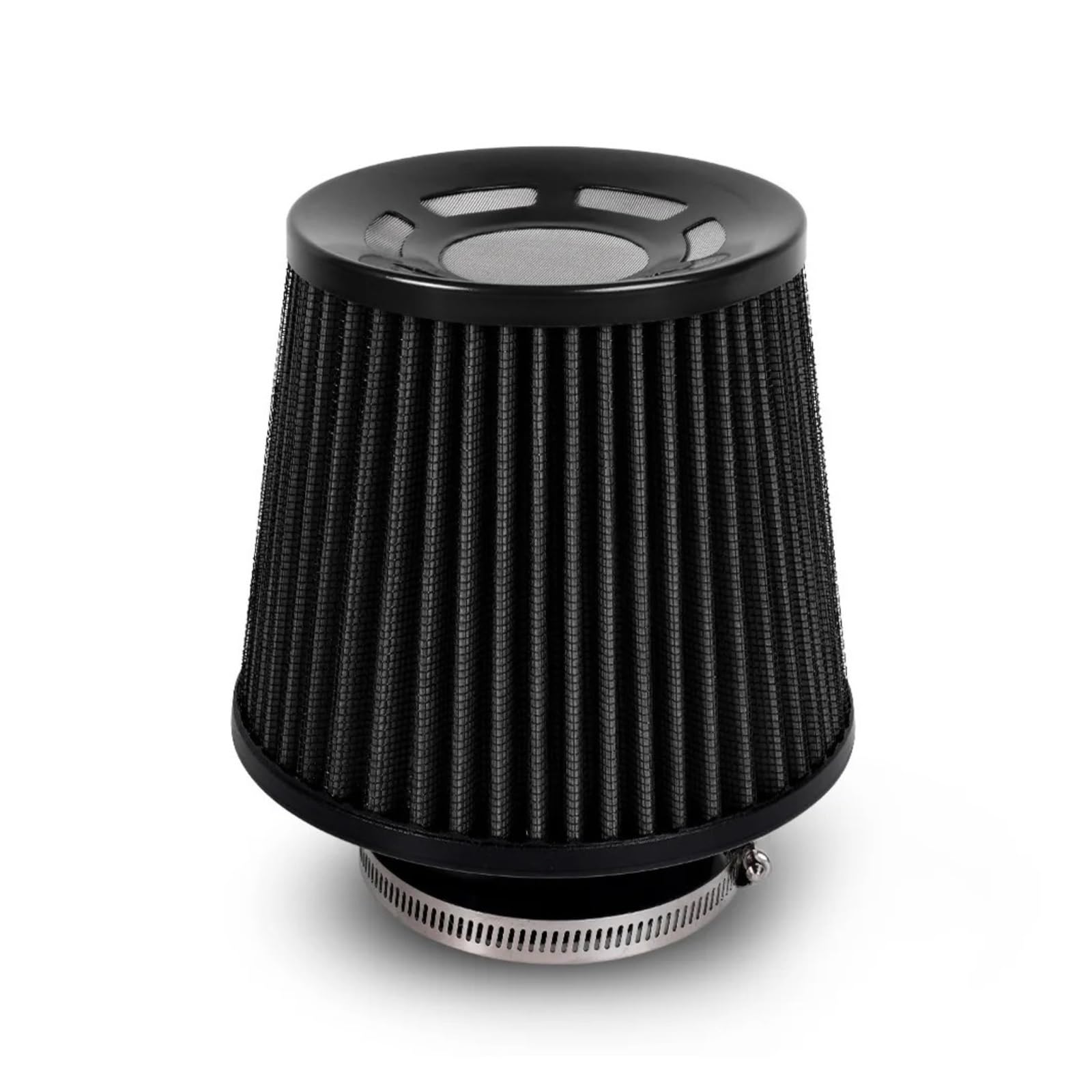 Filtro De Aire Universal Alto Flujo Modificado Para Coche Con Cabeza Seta 76 Mm Tubo Admisión Aire(Black)