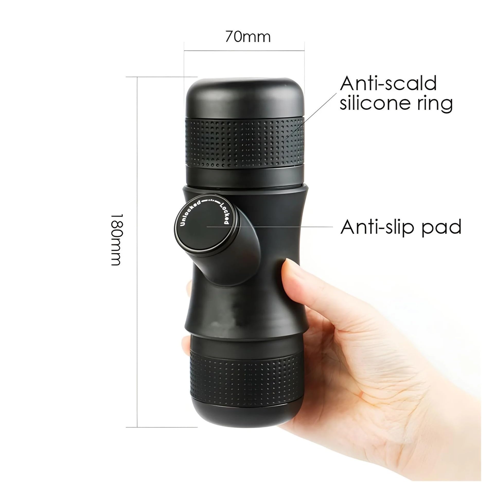 Macchina da Caffè Espresso Portatile, Mini macchina for caffè portatile a presse manuale Macchina for caffè espresso a presse portatile Ufficio/casa Ufficio Viaggio Viaggio all'aperto per viaggi, camp