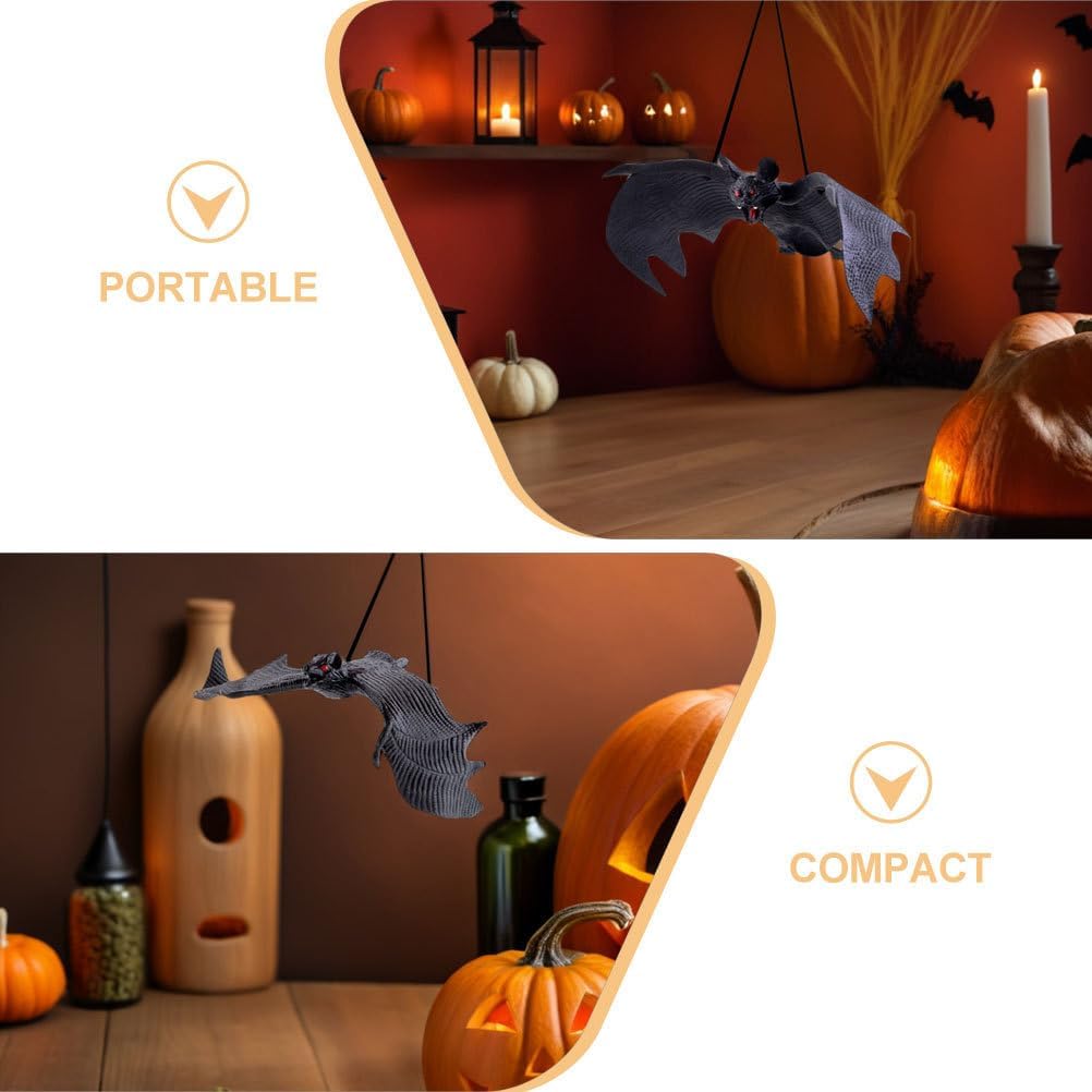 8pcs Hanging Bats Halloween Decor: Decorative Halloween Bats - Lightweight Fake Animal Ornaments for Party - Horror-Themed Props Window Garden