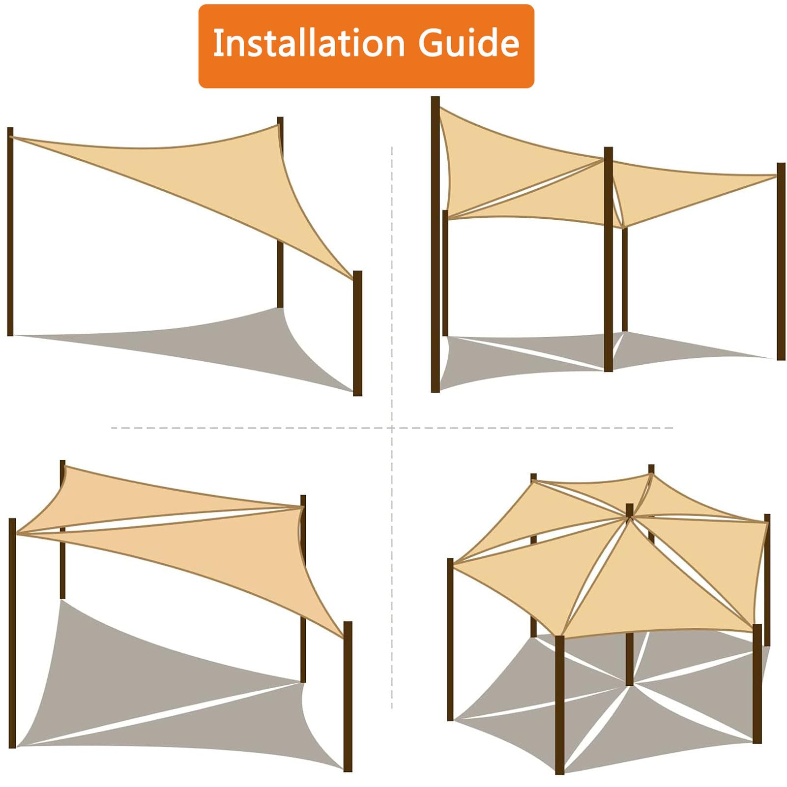 Toldo triangular para toldo, bordes curvados permeables al agua y al aire, anillos en D de acero inoxidable, bloquean la luz solar para patio, cochera, jardín, balcón (3 x 3 x 4 pies)