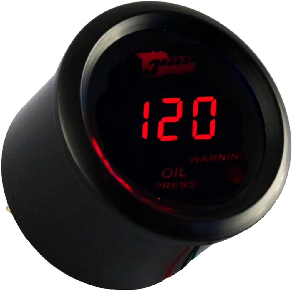 ESUPPORT Car 2" 52mm Digital Oil Press Pressure Gauge Red LED