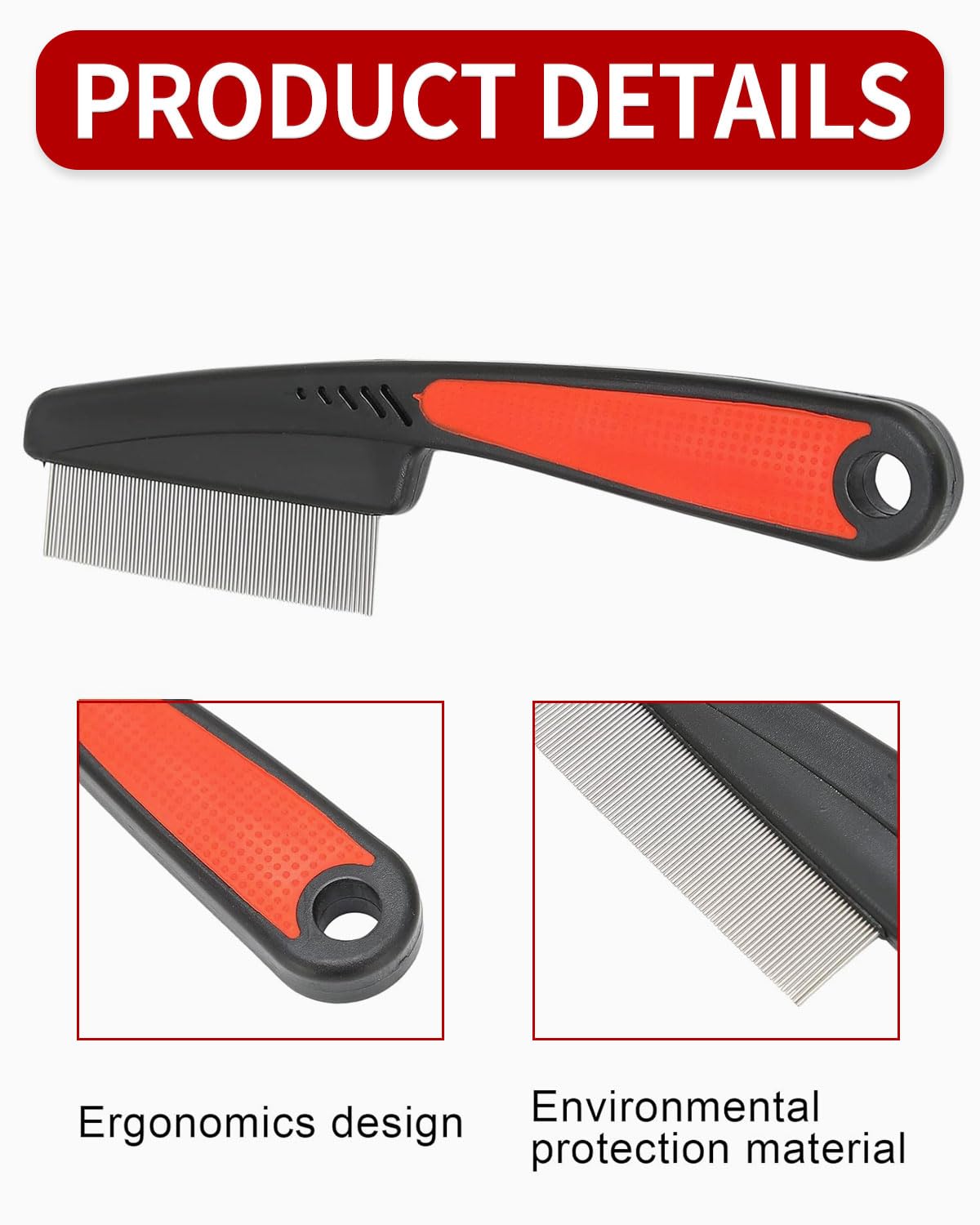 Lot de 2 peignes anti-puces professionnels pour chiens et chats - Peigne à puces - Peigne à poussière - Dents grossières et fines - En acier inoxydable