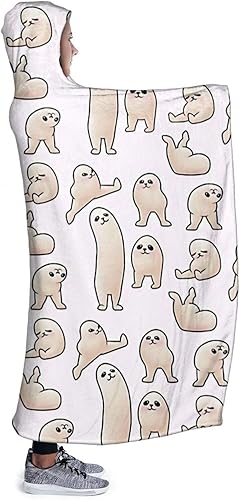 Miniatura 3 de Manta con capucha, divertida, suave, cómoda, para las cuatro estaciones, antibolitas, de franela, adecuada para sofá, para adultos y niños, manta de