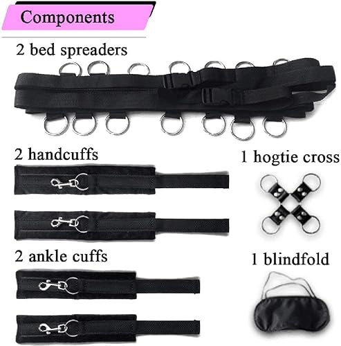 Miniatura 6 de Juegos de esposas sexuales con restricciones sexuales para jugar SM BDSM Bondage Kits Hogtie Blindfold Negro, Rosa/Rebel Fun., Rojo