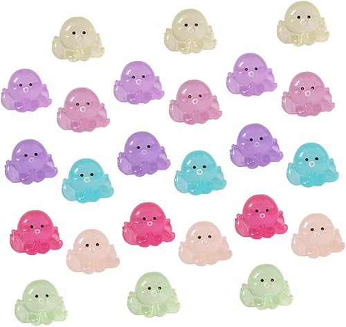 Happyyami 24 piezas de mini decoración luminosa oscura miniatura decoración de acuario plantas marinas accesorios paisaje pulpo maceta en jardín