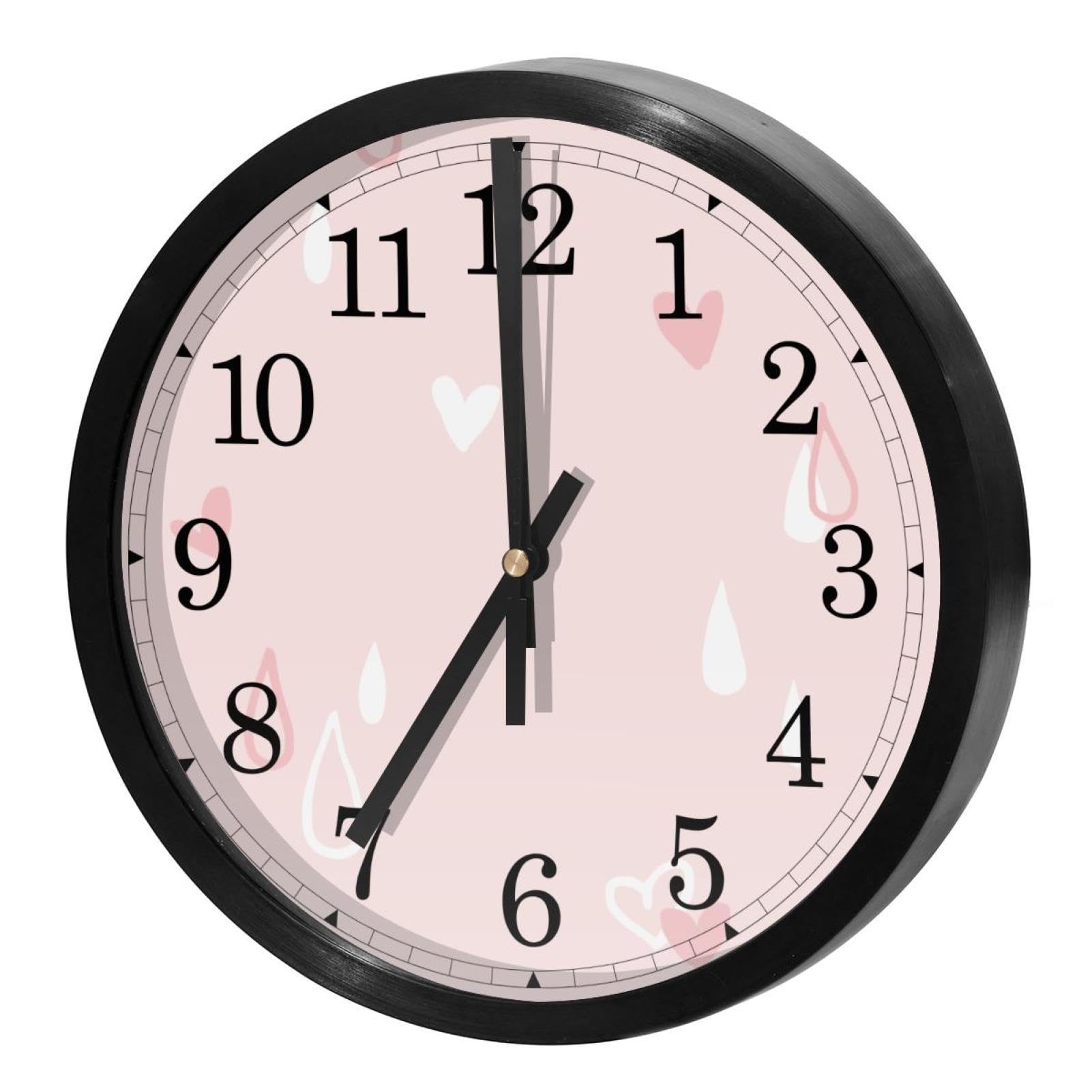Horloge murale motif cœur et gouttes de pluie poétique à quartz