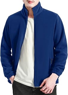 Duohropke Men's Outdoor Fleece Jacket Windproof Trekking Jacket Loose Pullover with Pockets Warm Thick Coat Loose Sweat Jacket Men Basic Transition Coat Sports Jacket Bomber Jacket