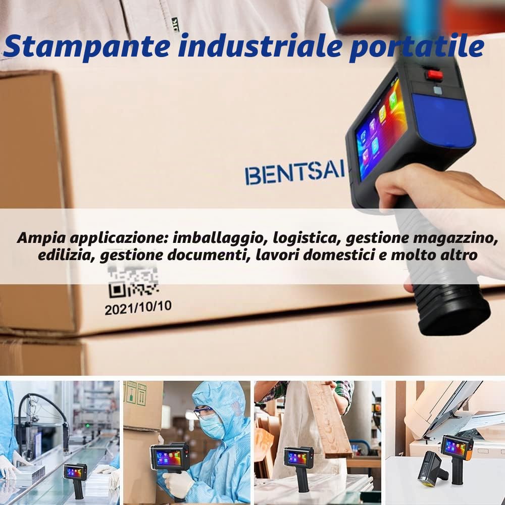 BENTSAI BT-HH6105B2 Stampante Palmare Portatile Macchina di codifica portatile per etichetta con codice a barre Logo Numero di serie Data di produzione (B2 Handheld Printer)