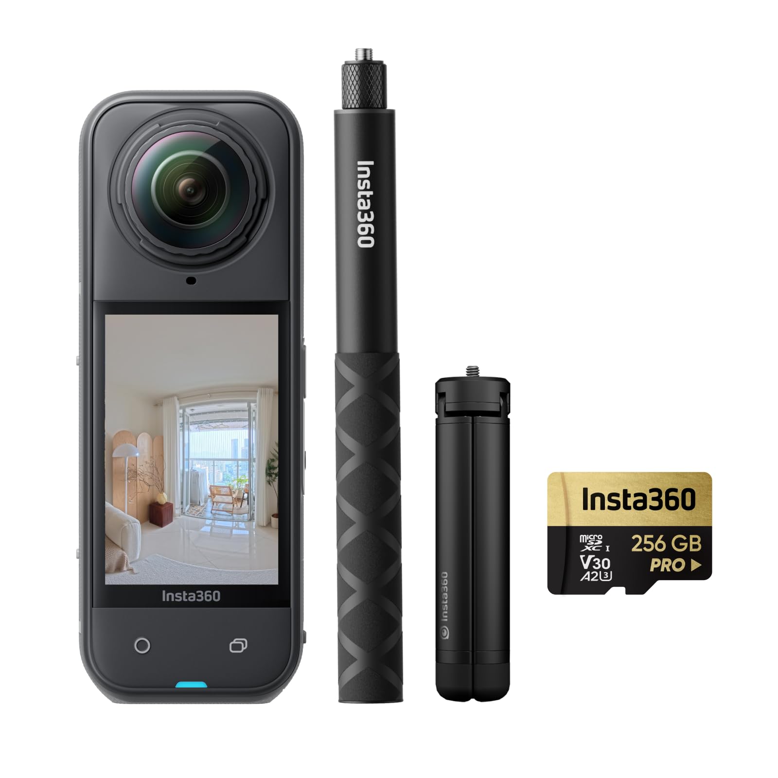 Insta360 X5 Pack Tour Virtuale - Foto HDR da 72MP, 1x Selfie Stick Invisibile + Treppiede, Batteria da 2400mAh.