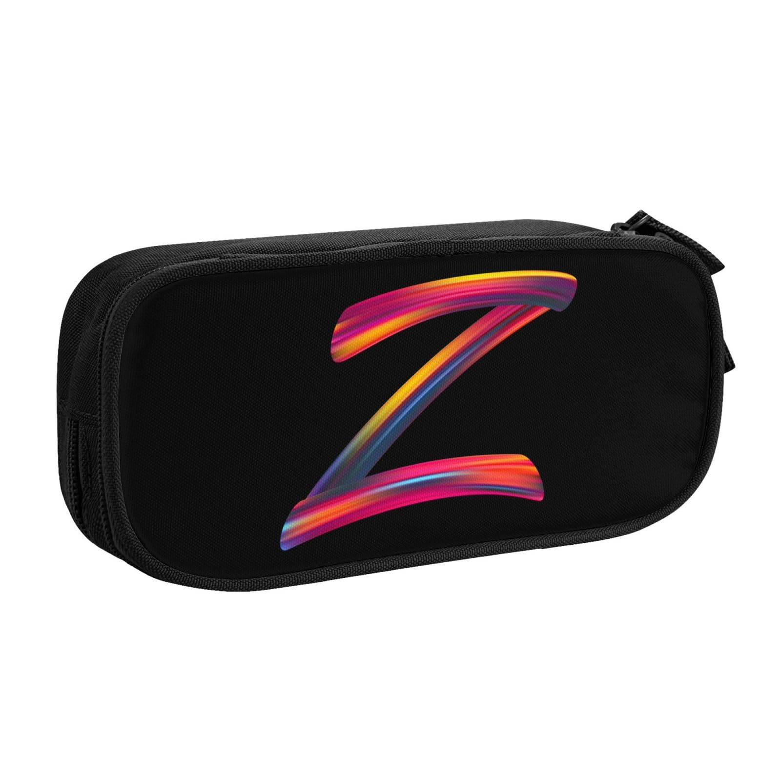 Cute Initial Pencil Case for Kids Students, Large Capacity Pencil Pouch for Boys Girls, Letter Design Pencil Box Pen Bag Office Stationery Organizer, Rainbow Letter Z