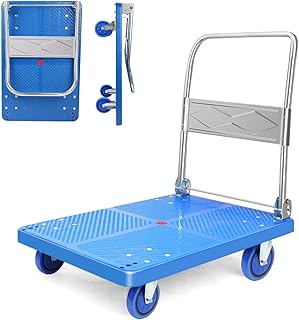 Heavy Duty 800lbs Capacity Platform Hand Truck for Moving, Flat Bed Dolly, Folding Flatbed Dolly with 360 Degree Swivel Wheels Foldable Push Hand Cart for Loading and Storage (34" Lx22 W)-L