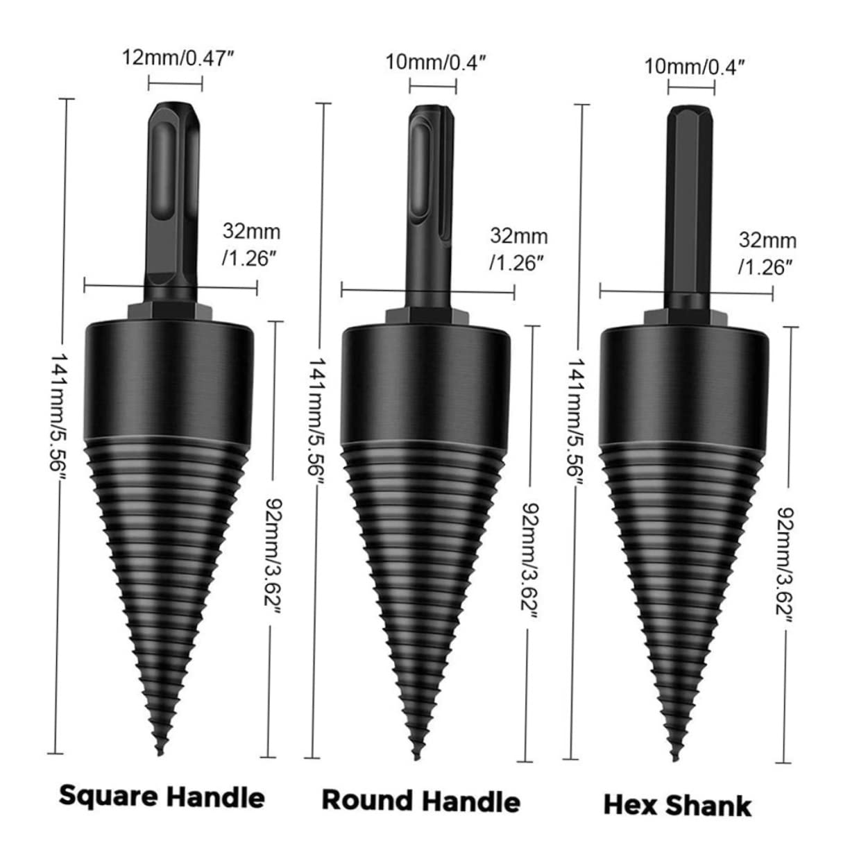 Kisangel Broca Cónica para Partir Madera de Acero Alto de 45mm con Mango Redondo, Herramienta para Carpintería y Leña Adecuado para Uso en Hogar y Granja