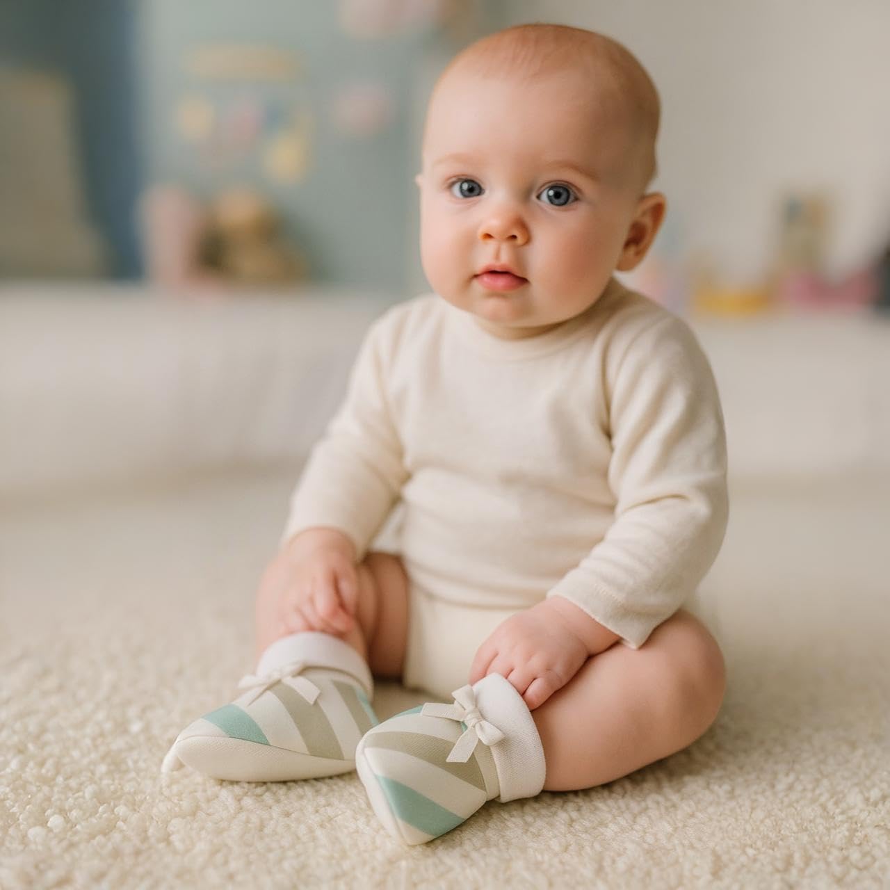 Adhigams Baby Booties Set | Soft Cotton Baby Booties with Comfortable Terry Base for Gentle Support, Cute & Durable Footwear Designed for Regular Use and Easy Comfort | Pack of 1 (0-3 Months) 2