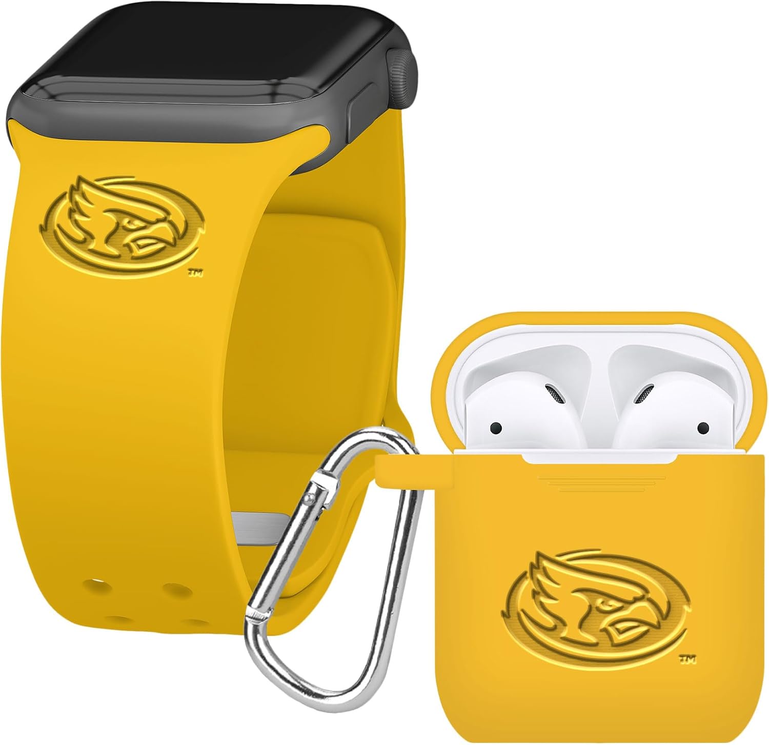 Affinity Bands Iowa State Cyclones Engraved Silicone Combo Package Compatible with Apple Watch and AirPods Gen 1 & 2 (38/40/41mm (42mm Series 11) Maroon)