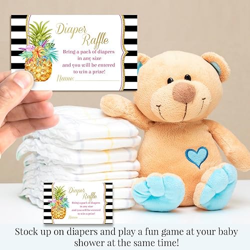 Miniatura 39 de Amanda Creation Gold & Silver Twinkle Little Star - Boletos para rifas de pañales neutrales de género para baby showers, 20 insertos de doble cara