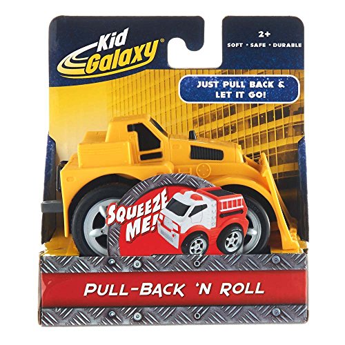 Kid Galaxy Squeezable Pull Back Bull Dozer. Toddler Construction Truck for Kids Age 2 and Up