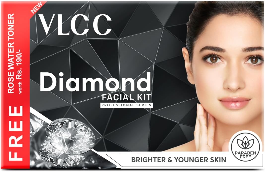 VLCC Diamond Single Facial Kit - 60gm Anti-Aging Skin Detox Treatment With Diamond Bhasma