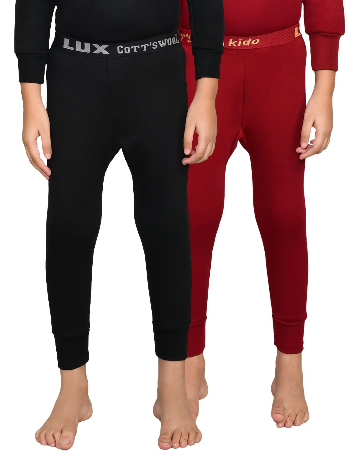 Lux Cottswool Pack of 2 Maroon & Black Kids Winter wear Thermal Trouser for Boys & Girls(Size : 70cm)-picture-10