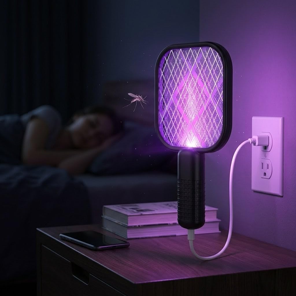 USB Mosquito Swatter & Bug Zapper Racket with UV Purple Light Trap – Dual Mode Electric Fly Killer | Indoor/Outdoor Use | Car, Bedroom, Camping | 5V USB Powered | High-Density Power Grid | 1W-image-41