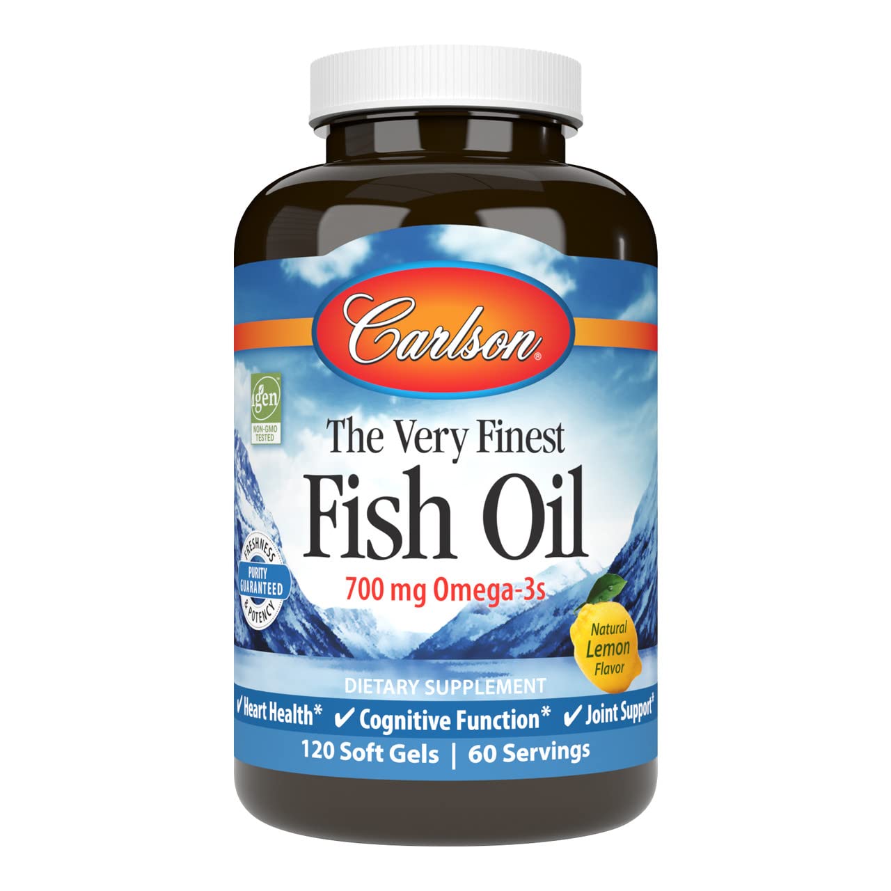 Carlson The Very Finest Fish Oil, Lemon, Norwegian, 120 Soft Gels