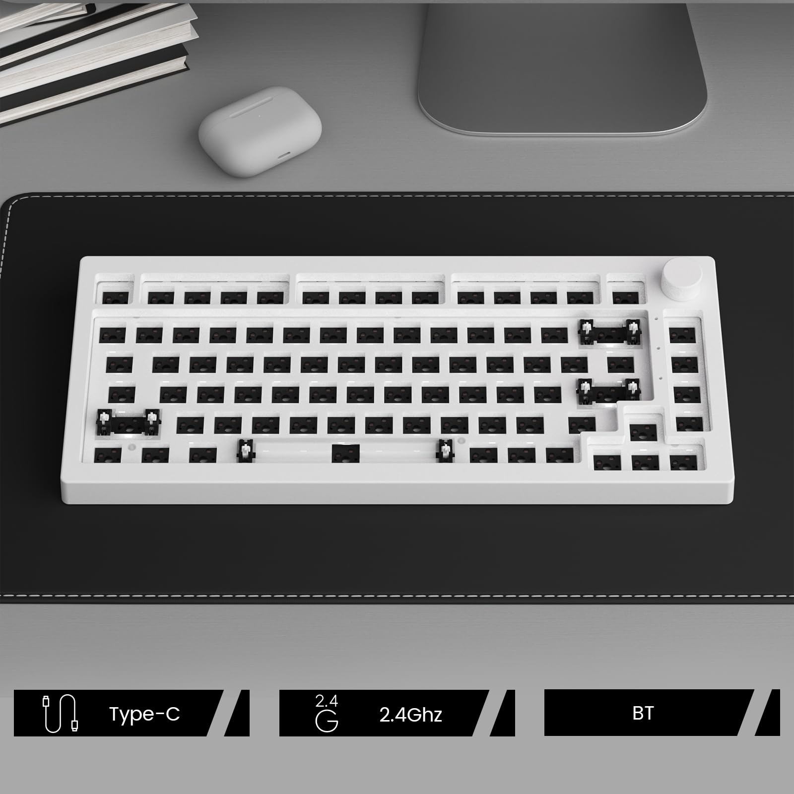 Amazon | Akko 5075B カスタムゲーミングキーボードキット ホワイト 75