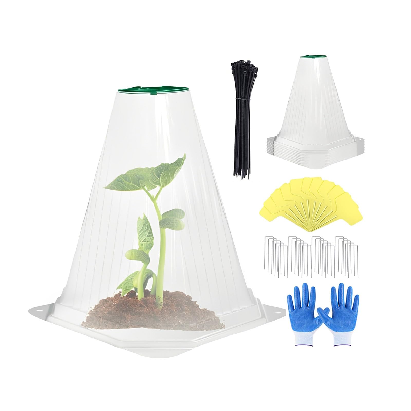 Eoweiot 30 Pack Garden Cloches for Plants Reusable Protector Cover Tent Mini Greenhouse, Rotatable Vent Clear Bell Covers Garden Cloche Dome