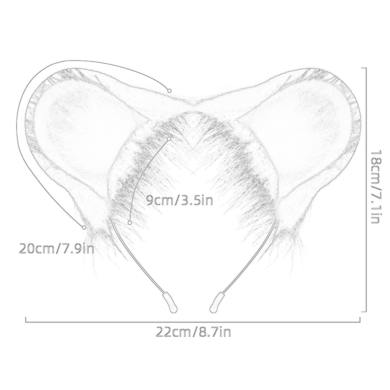Oshhni Fascia per orecchie da criceto Fascia per orecchie da topo per bambini adulti carina per vestire Halloween, MARRONE