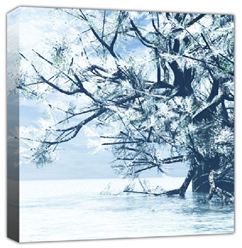 Árbol de paisaje de invierno sobre lago congelado + panel individual cuadrado A1, tamaño 52 cm x 52 cm