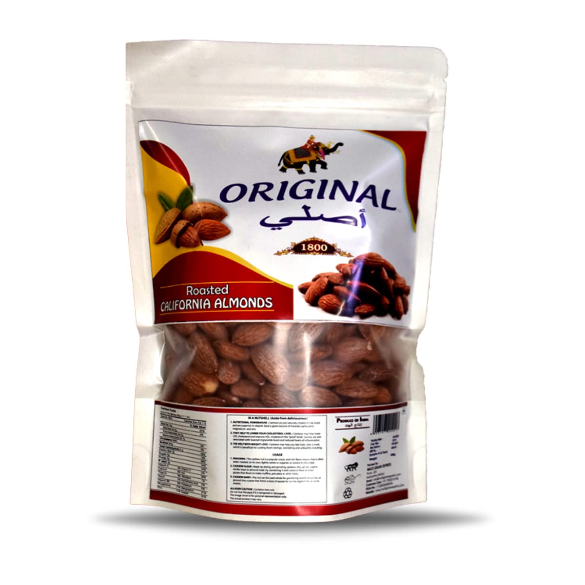 Original Roasted California Almonds 250gm | Lightly Salted Roasted Almonds | Crunchy, Dry Roasted, Zero Oil, Non Fried | Big Sized Roasted California Almond Nuts Original 1800 (Label) (B08YNRMXD3) Amazon Price History, Amazon Price Tracker