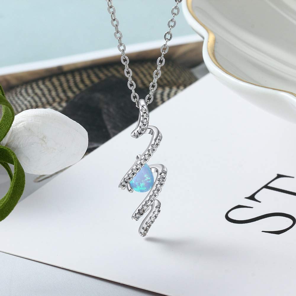 Hochzeit Brautschmuck Sets Twist Spiral Drop Ohrringe Anhänger Halsketten Blau Opal Schmuck Sets Zubehör Geschenk