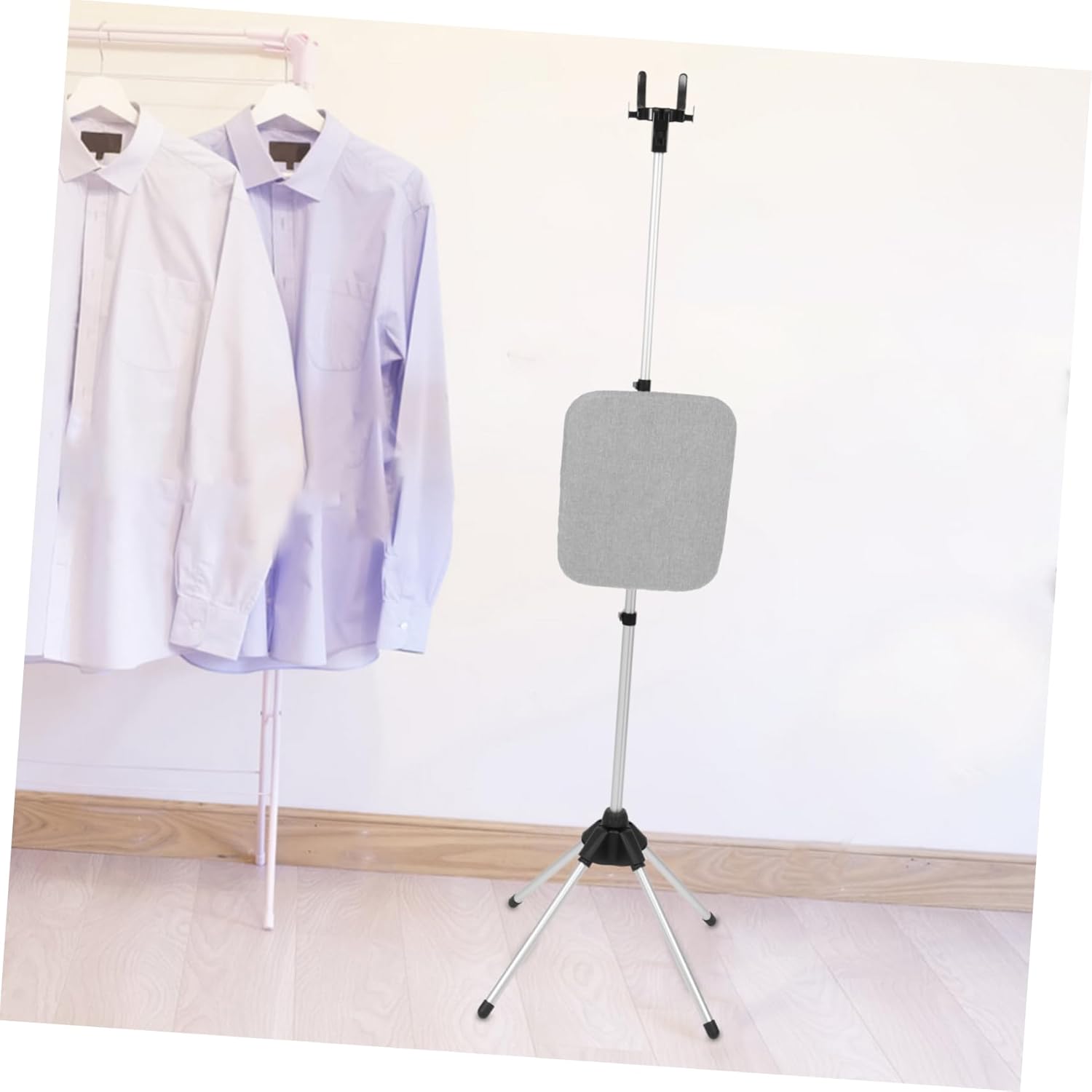 Garment Hanger Steamer Rack Telescopic Folding Ironing Stand for All Fabrics Sturdy Four Leg Support Height Range for Organizing and Refreshing