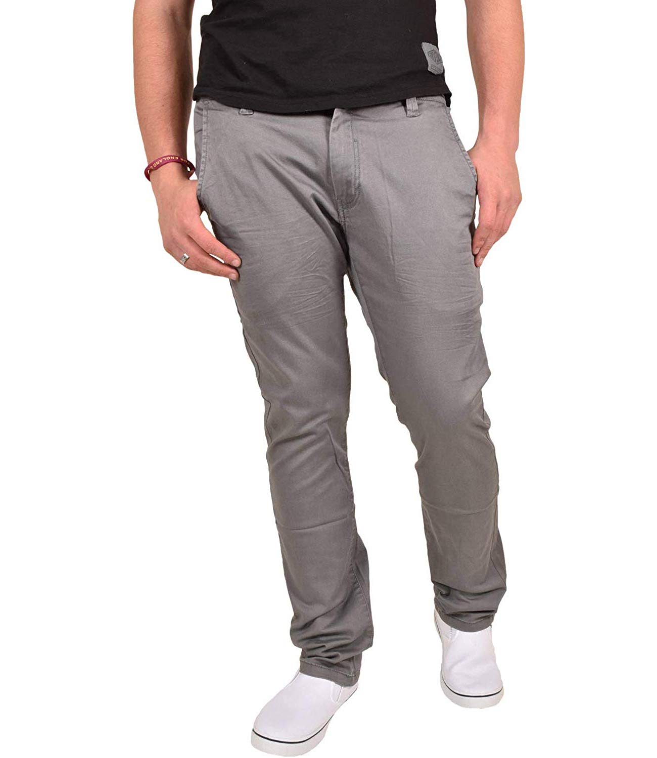 Jack South Mens Trouser Straight Fit Chinos Twill Fabric Jeans Cotton Zip Pants Basic 5 Pockets Casual Bottom All Waist & Leg Sizes