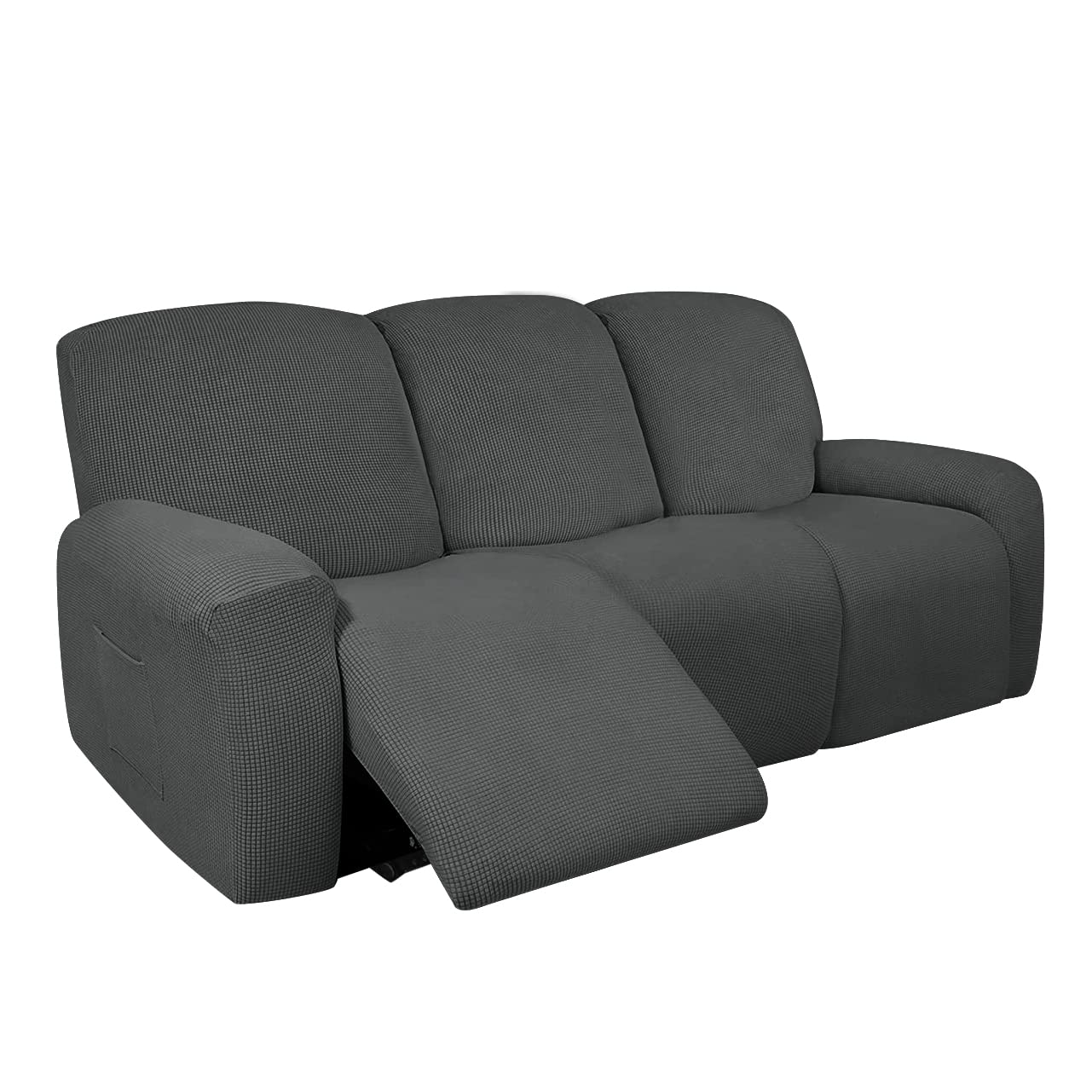 Allungare Copripoltrona per 3 2 1 posti, jacquard Copertura Poltrona Fodera per mobili a quadretti morbidi e spessi per divano reclinabile con tasca remota -verde oliva-2 posti (6 pezzi