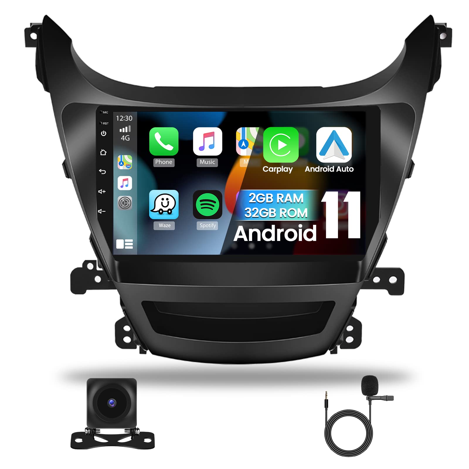 Photo 1 of Hikity 9 inch Touchscreen Car Stereo for Hyundai Elantra 2014 2015 2016, Android 11 Car Radio with Apple CarPlay | Android Auto | GPS Navigation | AHD Backup Camera | 2G+32G