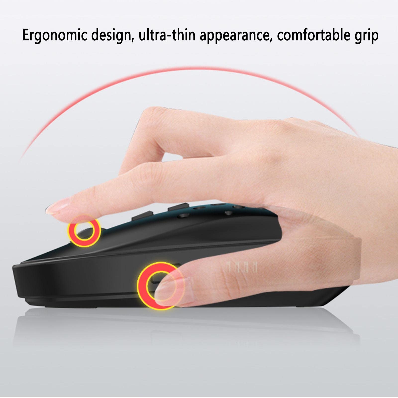 Mysz Bezprzewodowa mysz komputerowa do laptopa USB do gier Bluetooth ergonomiczna mysz urządzenie wskazujące wyświetlacz mocy akumulatorowy wyświetlacz mocy 3 biegi regulowana DPI 2,4 GHz(Schwarz)