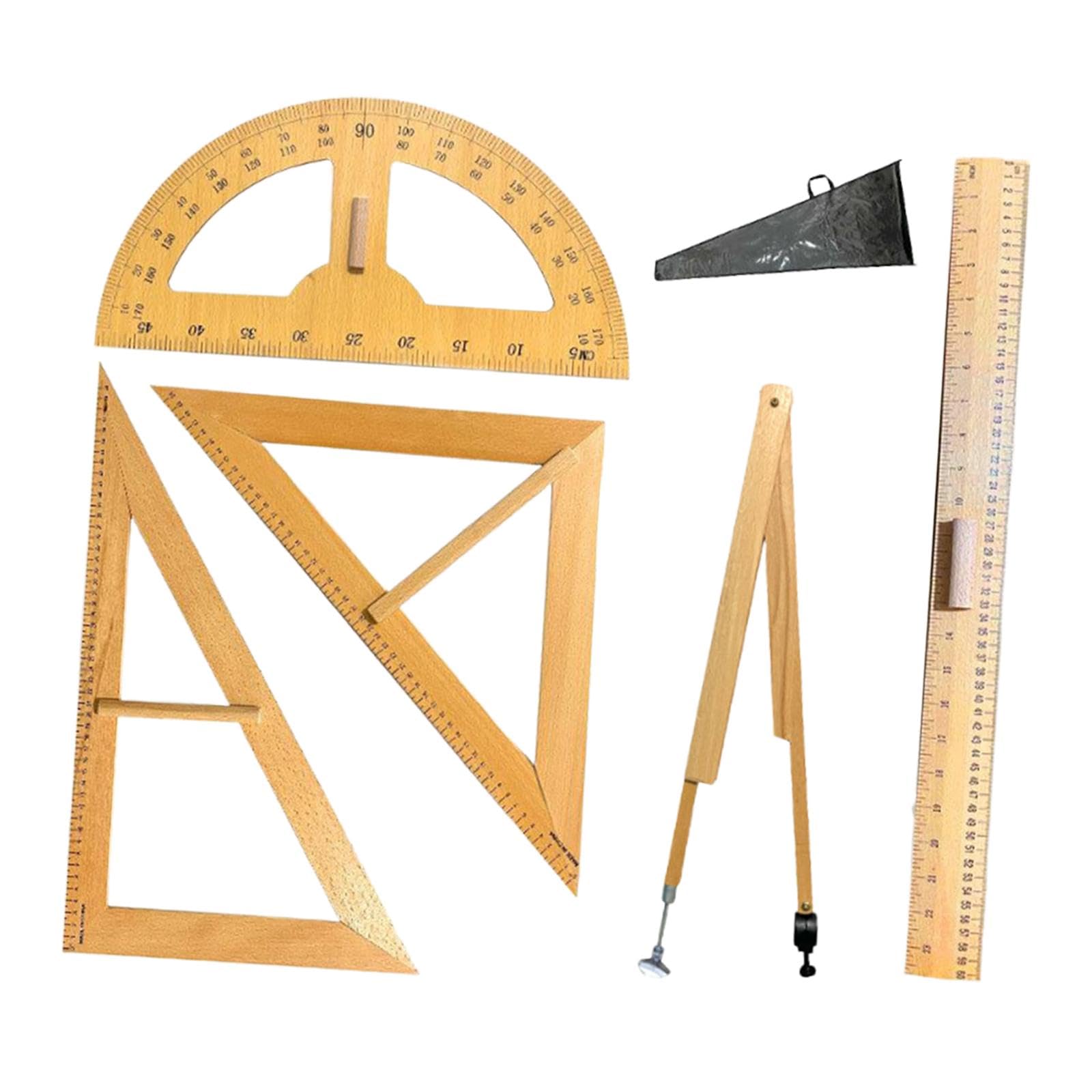 MERIGLARE 5-teiliges großes MathematikLineal, Geometrie-Set, Zeichenhilfen, Mathematik-Lehrbedarf, 45°-Dreieck, gerades Lineal